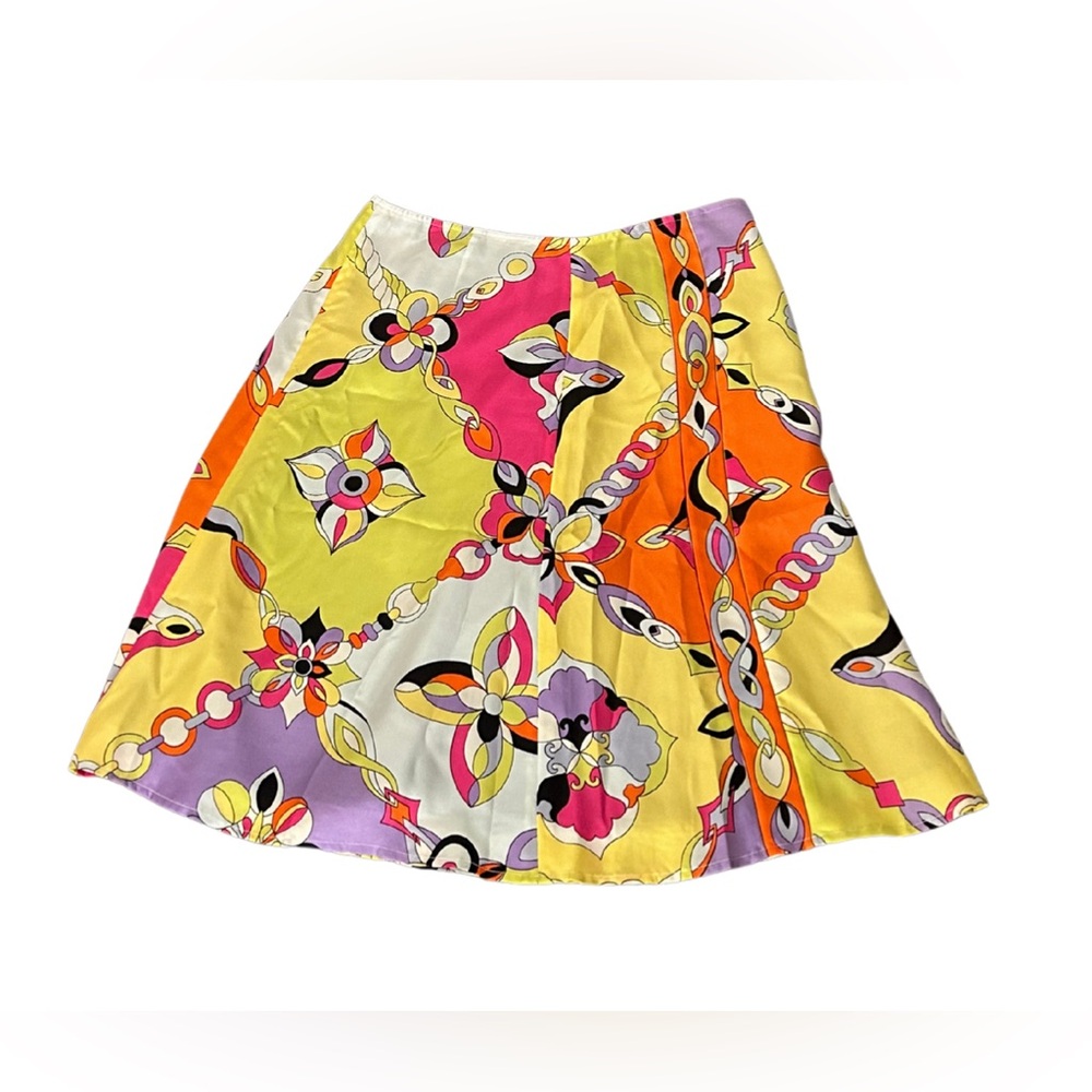 Cambridge Dry Goods Psychedelic Mod Print Silk Midi Skirt | NWT | Size 10